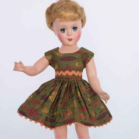 Gigi Doll - Short Dress with Orange Ric Rack Trim